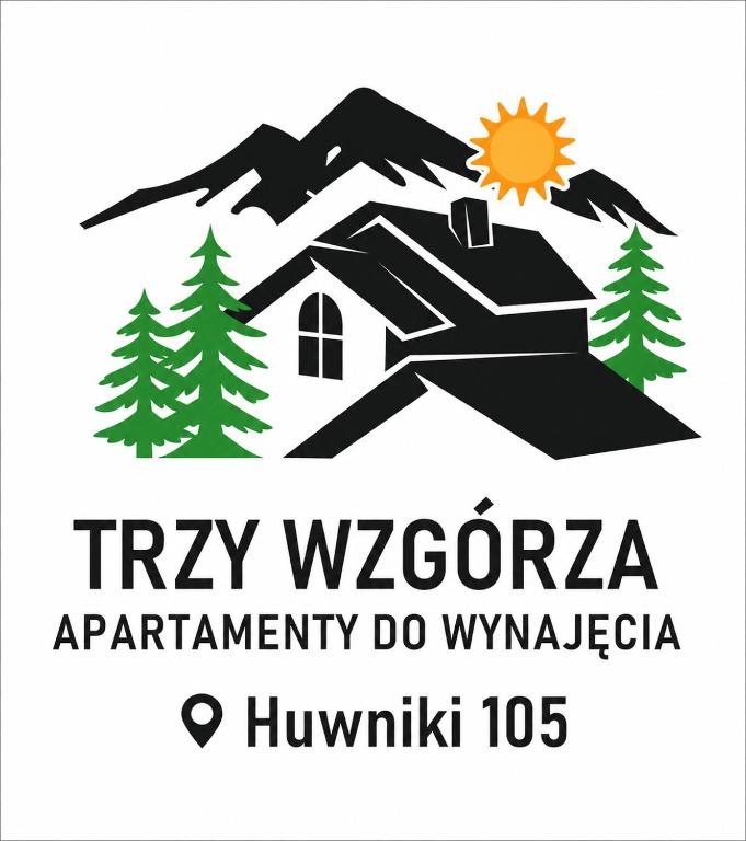a logo for a resort with a mountain at Trzy Wzgórza Huwniki in Huwniki