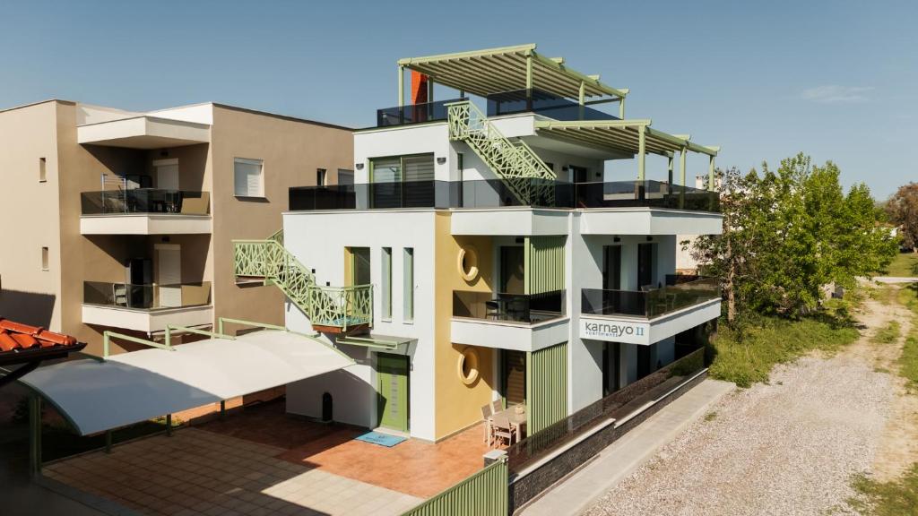 an aerial view of a building with balconies at Karnayo II in Keramoti