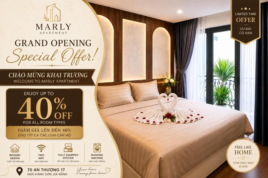 a sale sign for a hotel room with a bed at Marly Apartment in Danang