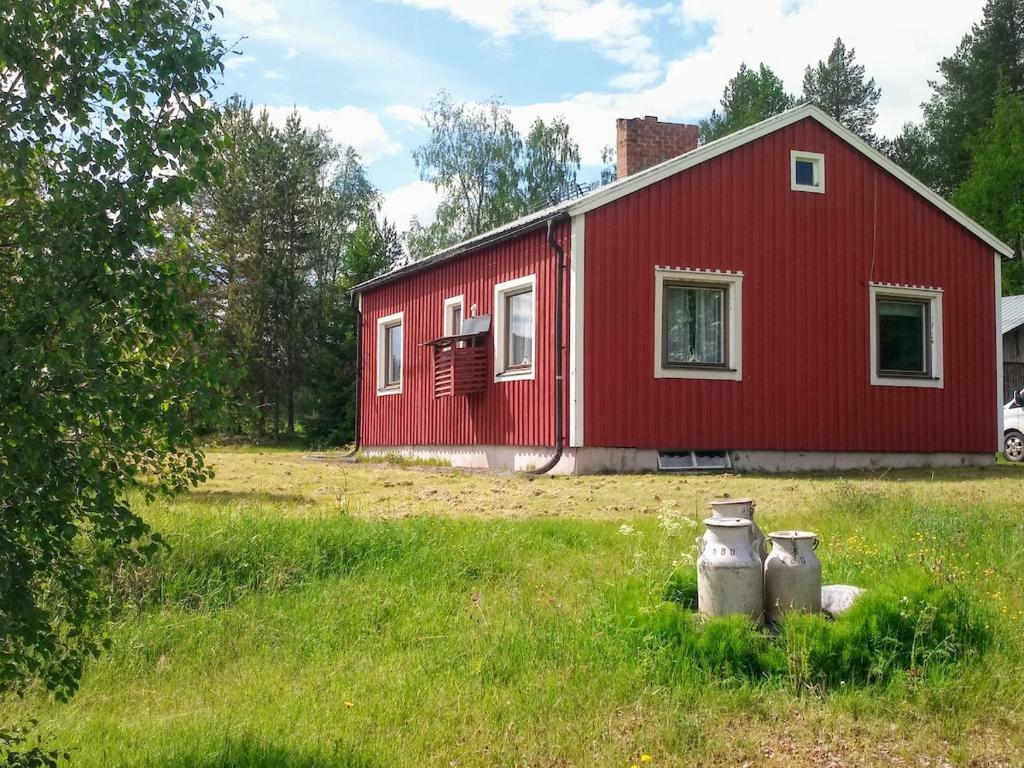 Swedish Lapland, cottage near lake, dogsled, boat