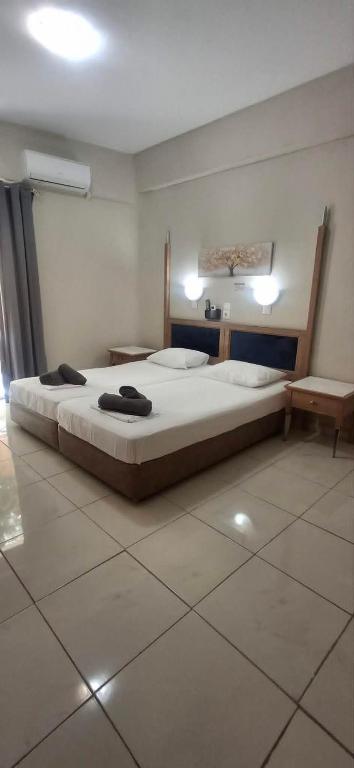 a bedroom with a large bed in a room at Alekas Garden View Studios in Kos