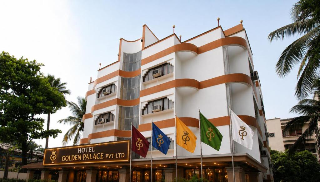 a building with flags in front of it at HOTEL GOLDEN PALACE PVT LTD in Mumbai