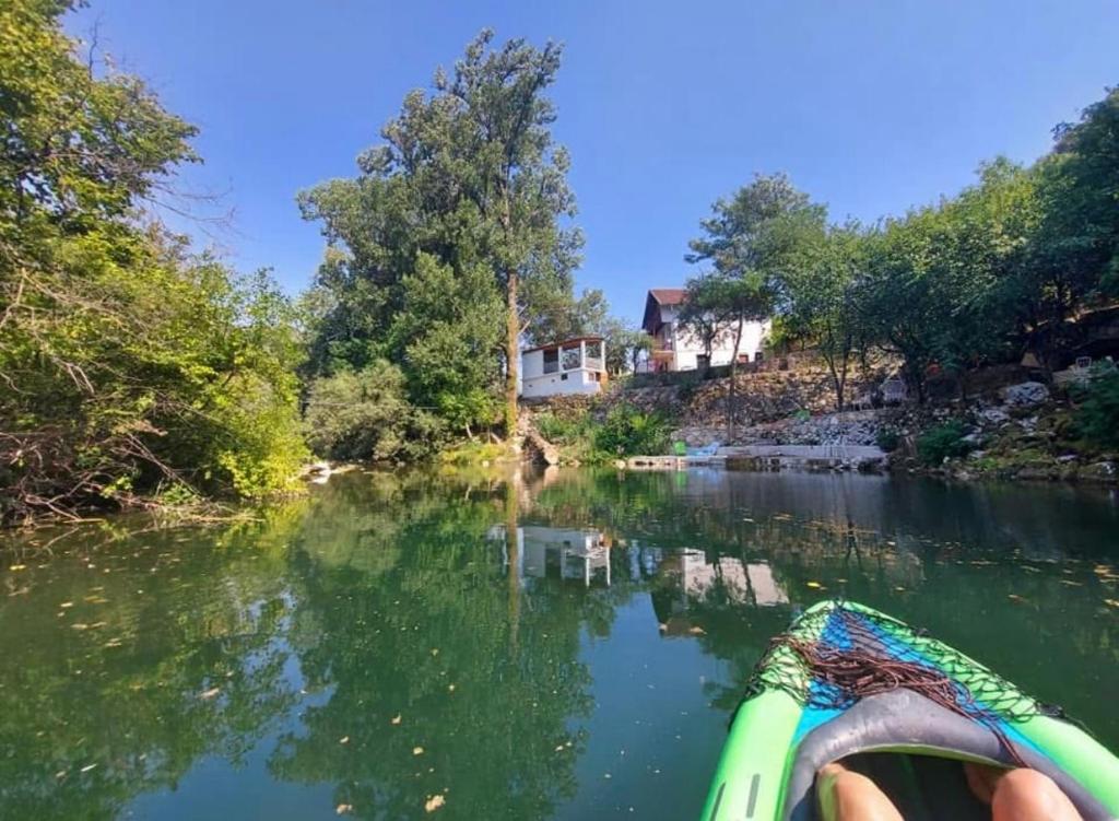 a view from the front of a boat on a river at Vikendica Jazina in Lastva