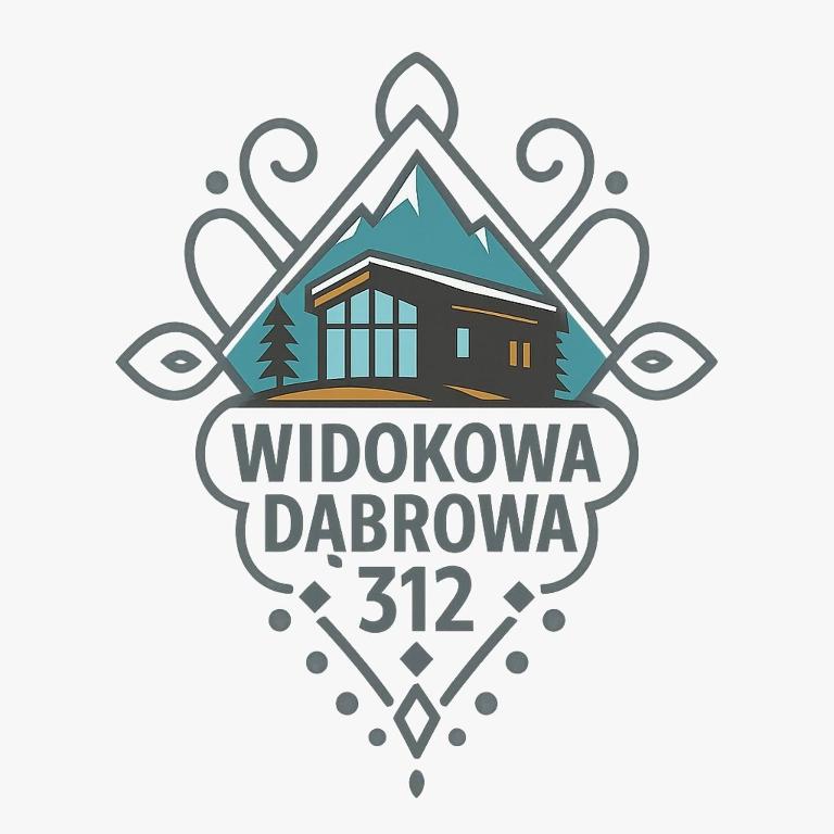 a logotype of a wooden house with mountains on it at Widokowa Dąbrowa in Dąbrowa