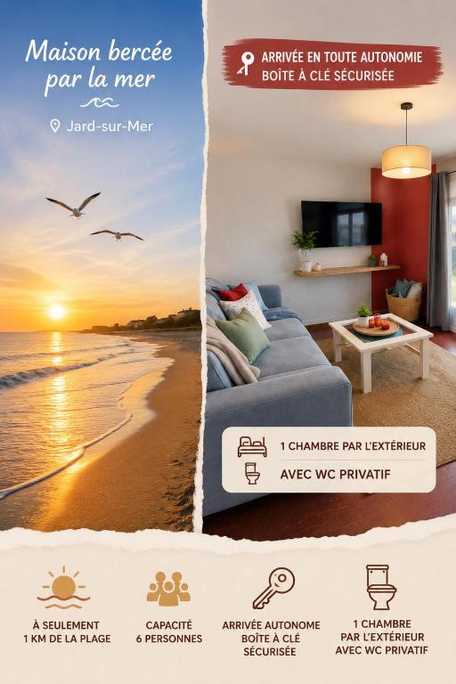 a flyer for a malibu beach spa usm sign at Séjour bercé par la Mer in Jard-sur-Mer