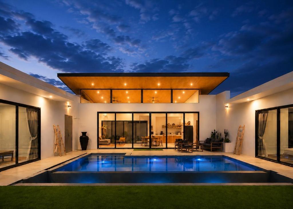 a swimming pool in the middle of a house at Villa GAÏA - Luxury Tropical Villa - Private Pool in Lamai