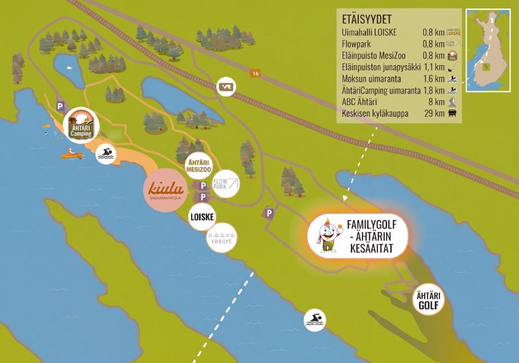 a map of the monkey habitat atkin peninsula at Kesäaitat in Ähtäri