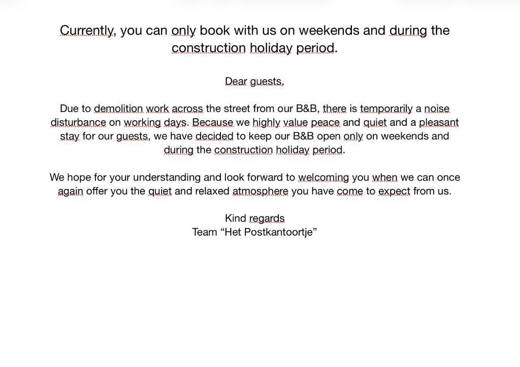 a screenshot of a page of a document at B&B Het Postkantoortje in Gorssel