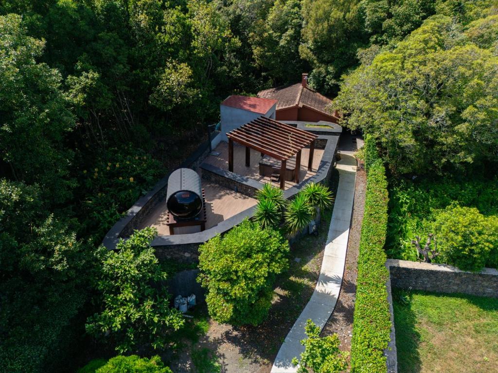 an overhead view of a house in the middle of a forest at Azores Casa da Mata wellness Spa in São Vicente Ferreira