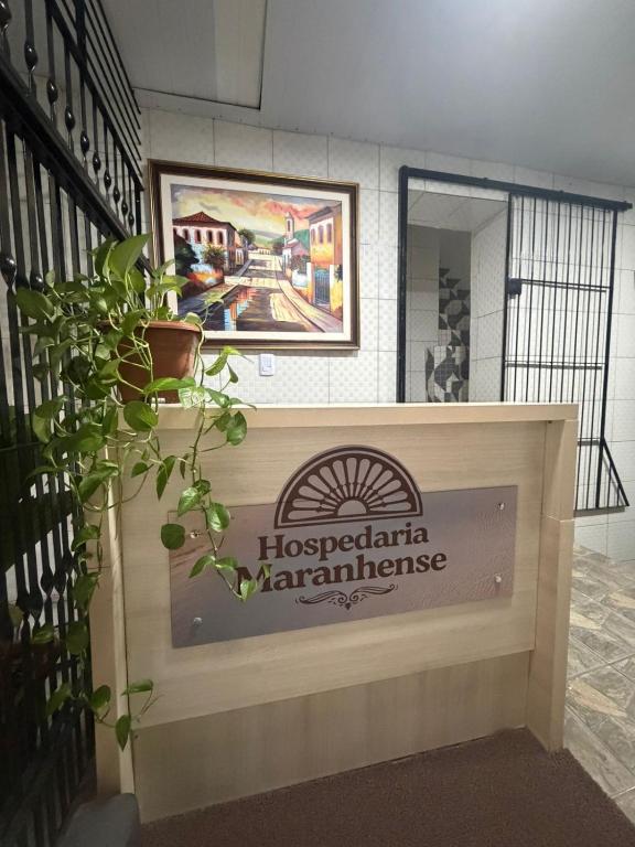 a sign for a hyederariaarmaarmaarmaarmaarmaarmaarmaarmaarma at Hospedaria Maranhense in São Luís
