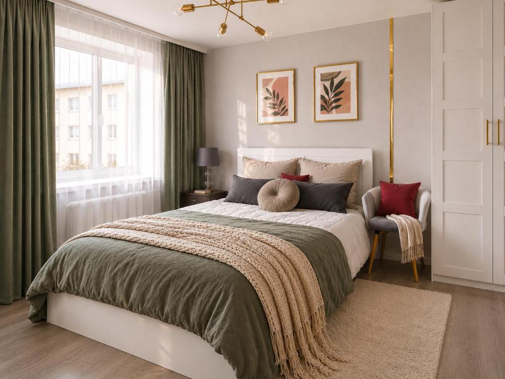 a bedroom with a large bed and a window at Narva Vibe Apartment in Narva
