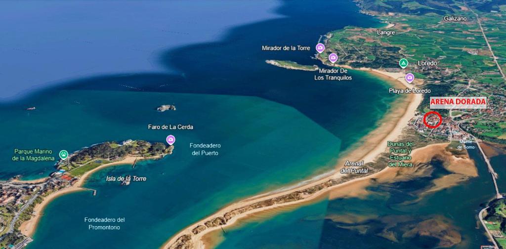 a map of the island of akrotiri at Apartamento Arena Dorada in Somo