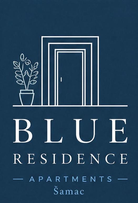 a logo for a house with a door and a plant at Apartman BLUERESIDENCE Šamac in Bosanski Šamac