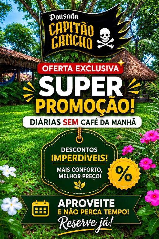 a sign for a superpoweredcano restaurant with flowers at Pousada Capitão Gancho in Barra Grande