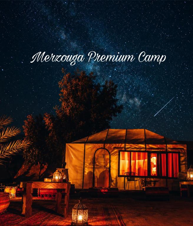 a starry night with a mongolia pentium camp at Merzouga premium Camp in Merzouga