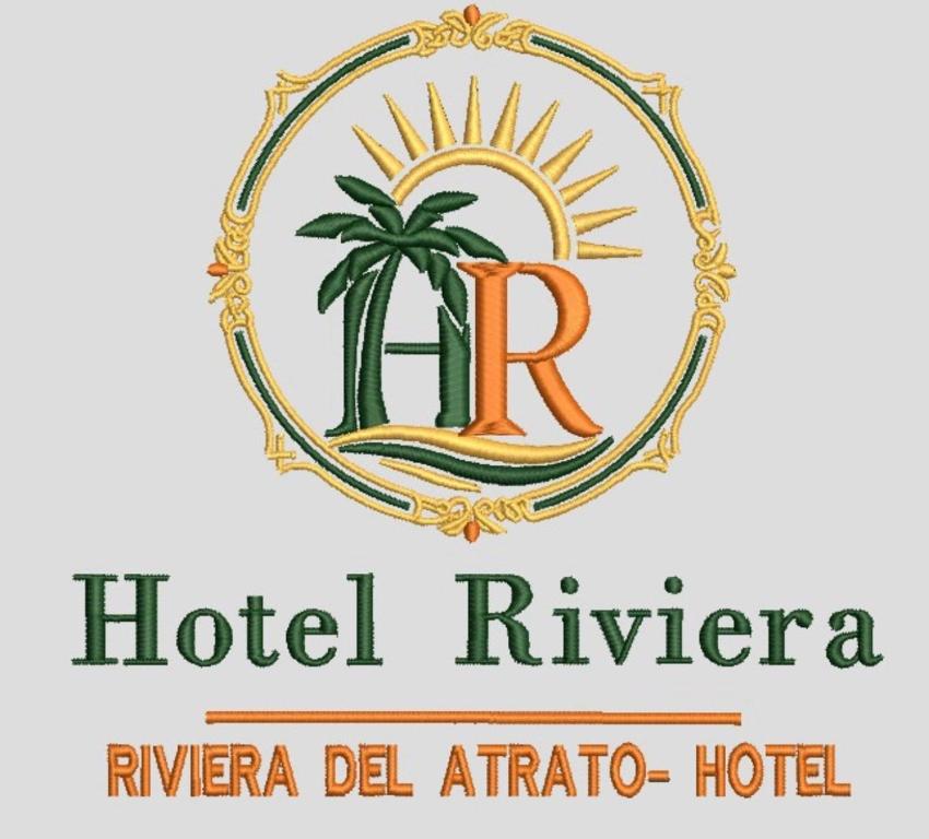 a hotel riviera logo with a palm tree at Hotel Riviera del Atrato in Bojayá