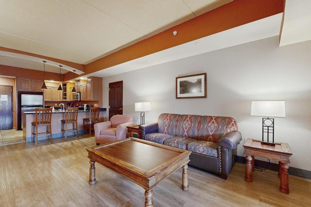 a living room with a couch and a coffee table at Chula Vista Resort 2224 & 2226 in Wisconsin Dells