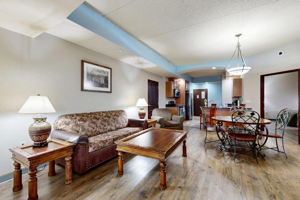a living room with a couch and a table at Chula Vista Condo, Unit 2344 in Wisconsin Dells