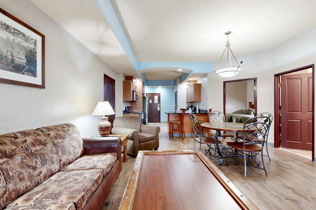 a living room with a couch and a table at Chula Vista Condo 2344 and 2346 in Wisconsin Dells