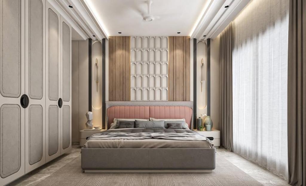 a bedroom with a bed and a large window at Hotel The New Pacific Suites Near IGI Airport Delhi in New Delhi