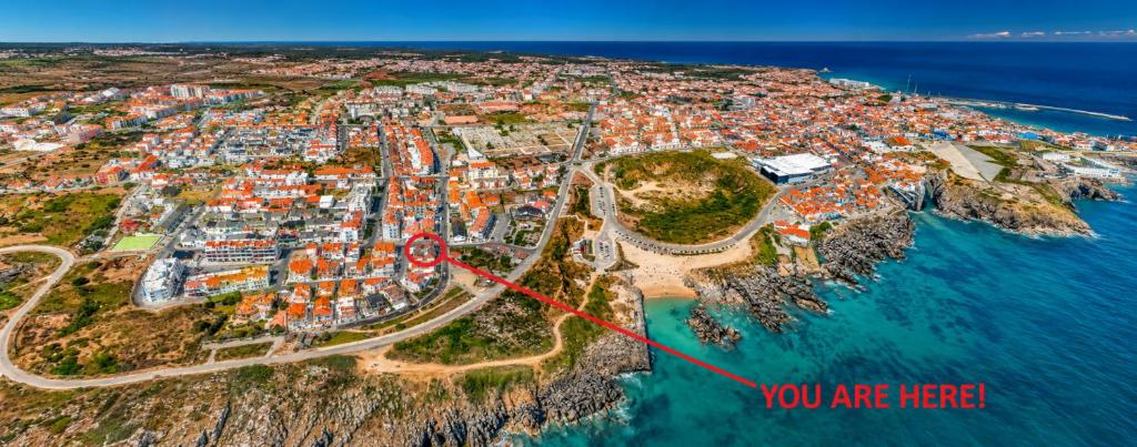 an aerial view of a small town on the coast at SwordFish Ocean View House in Peniche