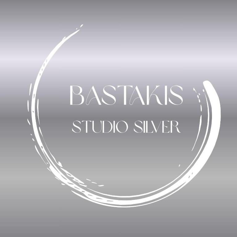 ein Schild für einen Studio-Shop mit der Aufschrift Brasilia Studiosilver in der Unterkunft Bastakis Studio Silver in Skalánion