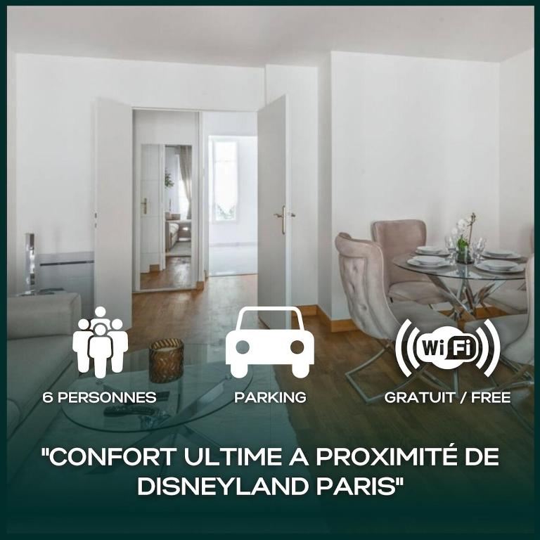 a living room with a table and a car in a room at Cour Royale Disneyland Paris in Chessy
