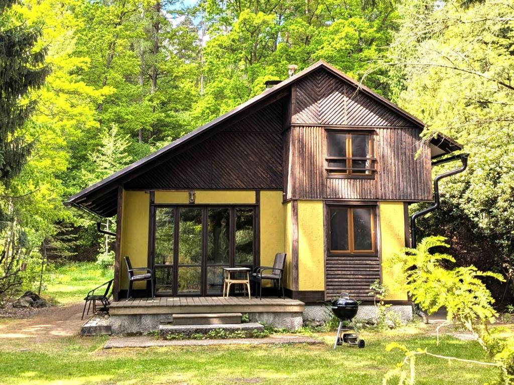 a small house in the middle of a forest at Chata Oliva in Planá nad Lužnicí