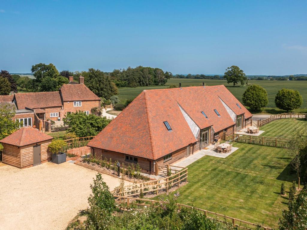an aerial view of a large house at Olivers Barn - Uk42081 in East Garston