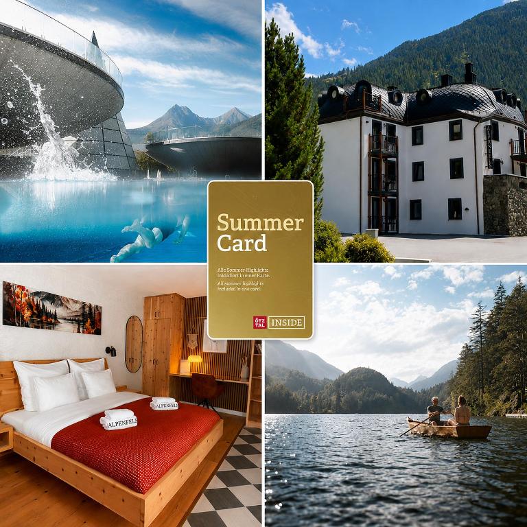 a collage of pictures of a hotel and a resort at Alpenfels Apartments - Zwieselstein in Sölden