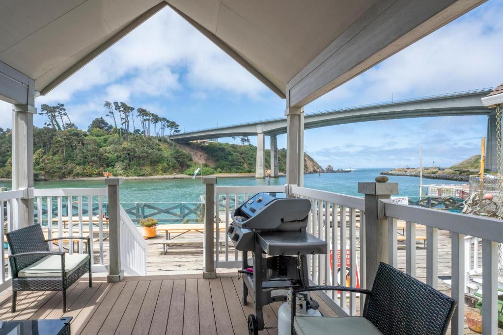 a porch with a view of the ocean at Emmanuel in Fort Bragg