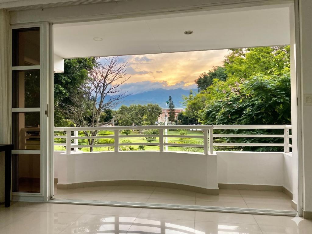 a view from the balcony of a house at Casa del Prado in Cali