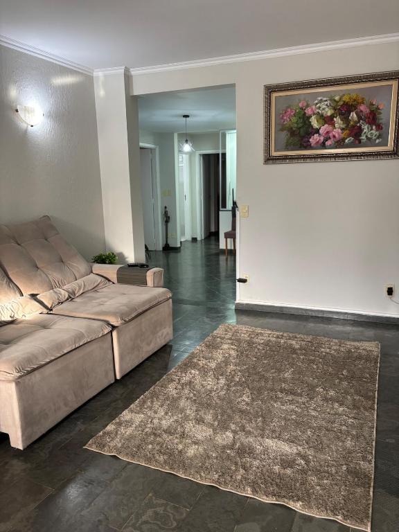 a living room with a couch and a rug at Rondon Sunset Belas Artes - 3Q - 3 salas - Sacada in Uberlândia