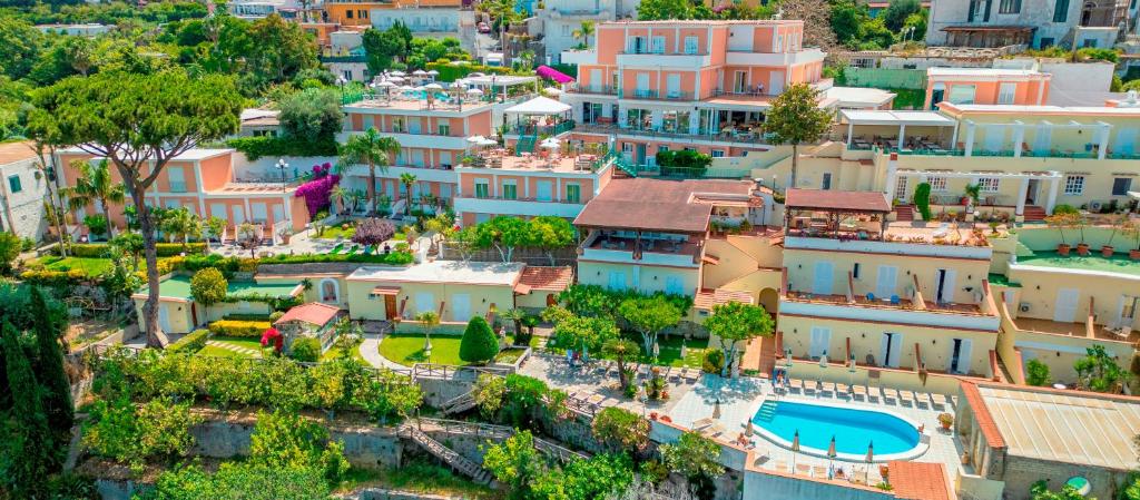 an aerial view of a city with houses at Resort Terme La Pergola in Casamicciola Terme