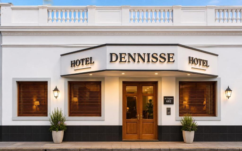 ein Hotel mit einem Schild, auf dem „Haus der Schäden“ steht in der Unterkunft Dennisse Hotel in Victoria