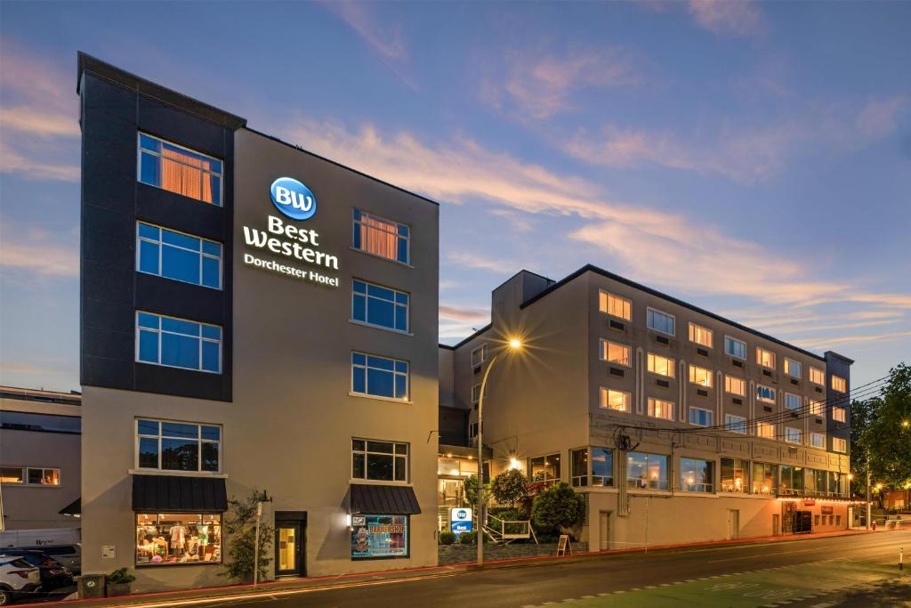 a building with a sign that reads best western at Best Western Dorchester Hotel in Nanaimo