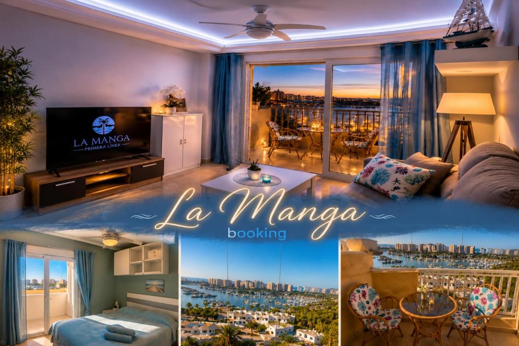 a living room with a view of a city at La Manga apartamento Siesta in San Blas