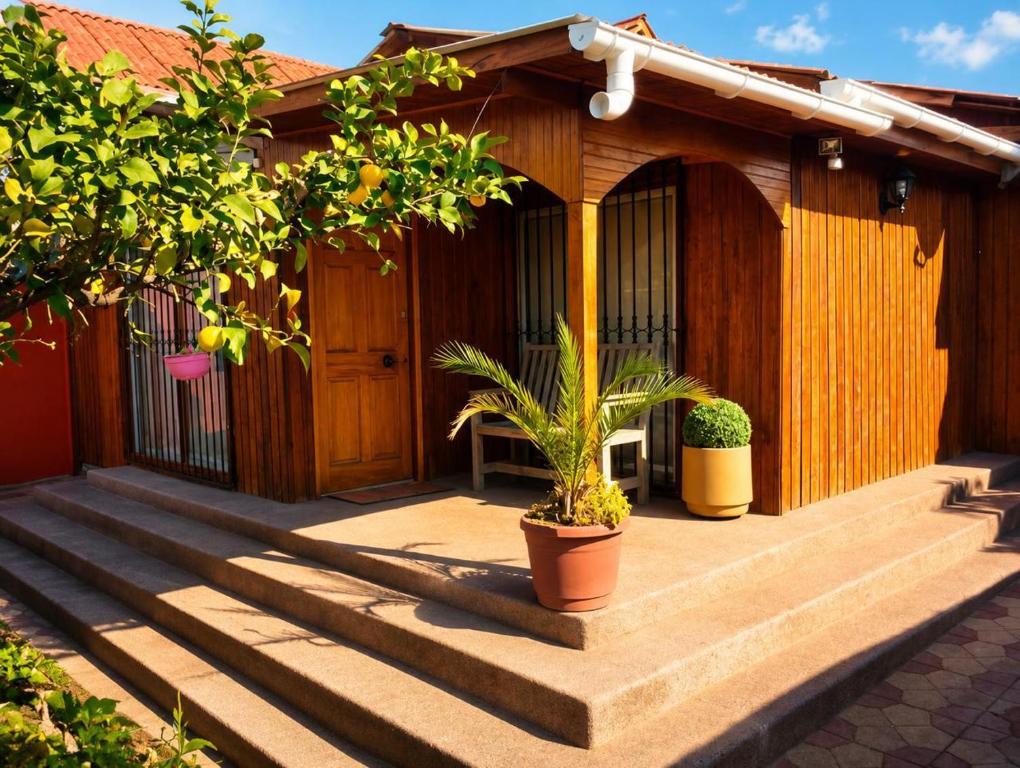 a house with a porch with a plant in the front at Casa en Santiago equipada in Santiago
