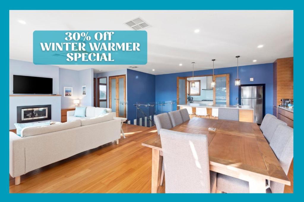 an image of a living room and dining room at Kingfisher Beach House in Portarlington
