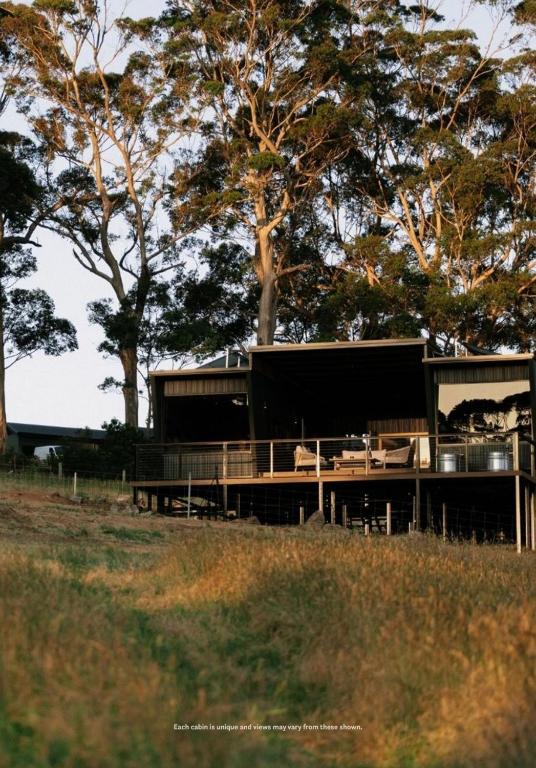 a house with a black roof and some trees at Heyscape Denmark in Denmark