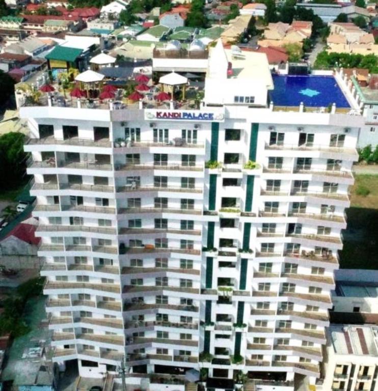 an aerial view of a large white apartment building at Kandi Royale Heights in Angeles