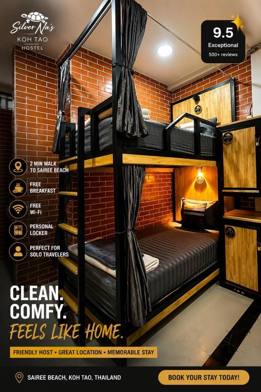 a poster of a bunk bed in a room at Koh Tao Silver Na’s Hostel in Ko Tao