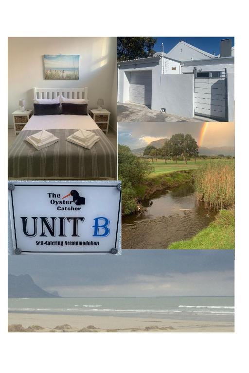 a collage of three pictures of a bedroom and a river at OysterCatcher Self-Catering Accommodation Strand in Cape Town