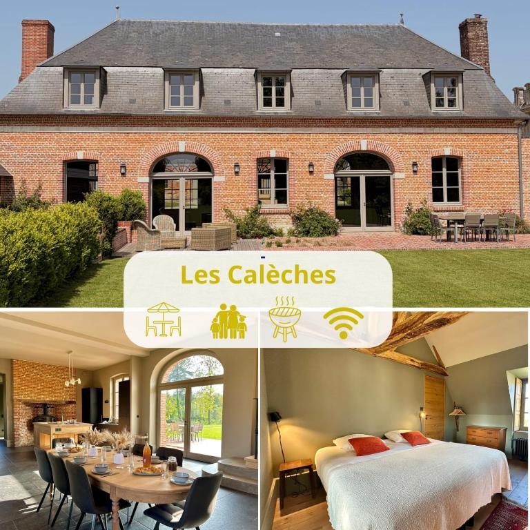 a collage of two pictures of a house at Maison proche Baie de Somme & Le Tréport-Terrasse in Biencourt