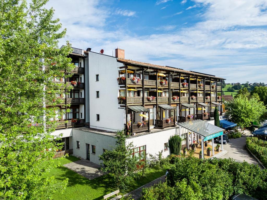 an aerial view of a hotel building with balconies at AktiVital Hotel in Bad Griesbach