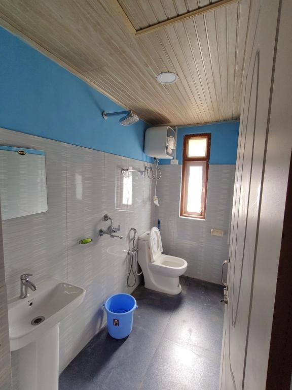 a bathroom with a sink and a toilet in it at Taray Heem Homestay in Ravangla