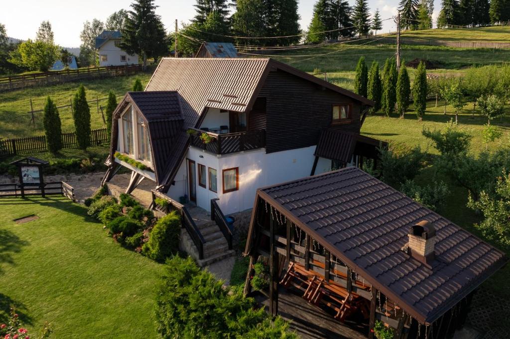an overhead view of a house with a roof at Villa Ecaterina in Poiana Negrii