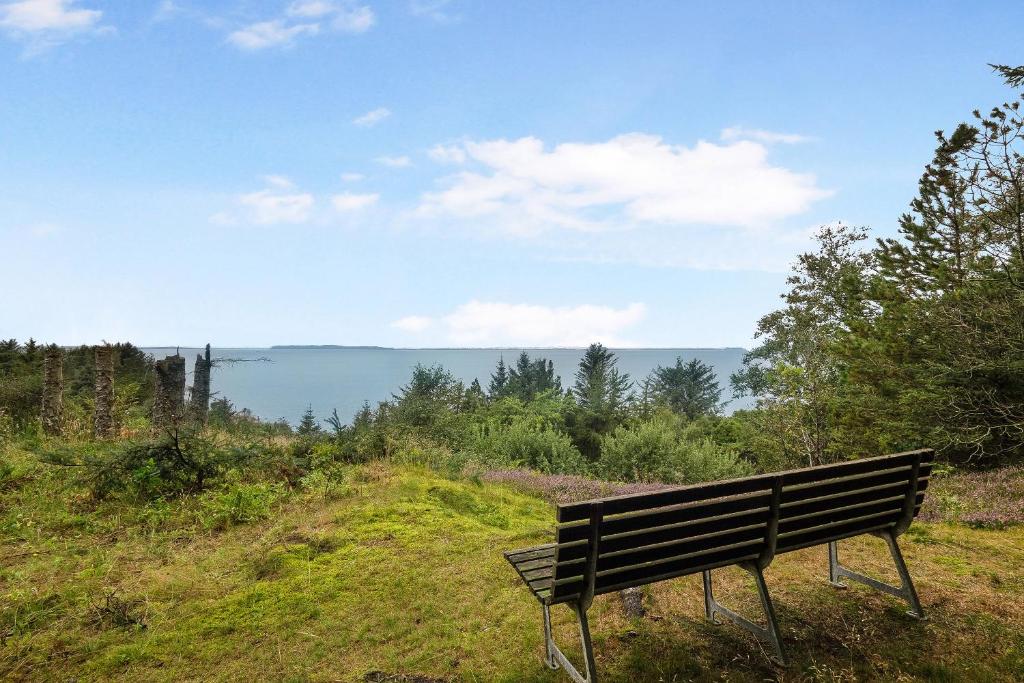 a bench sitting on top of a hill overlooking the water at Beautiful House 1St Row To The Water in Fur