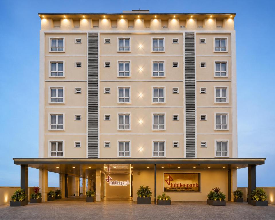 a rendering of the front of a hotel at Hotel Jubilee Park- Kondapur in Hyderabad