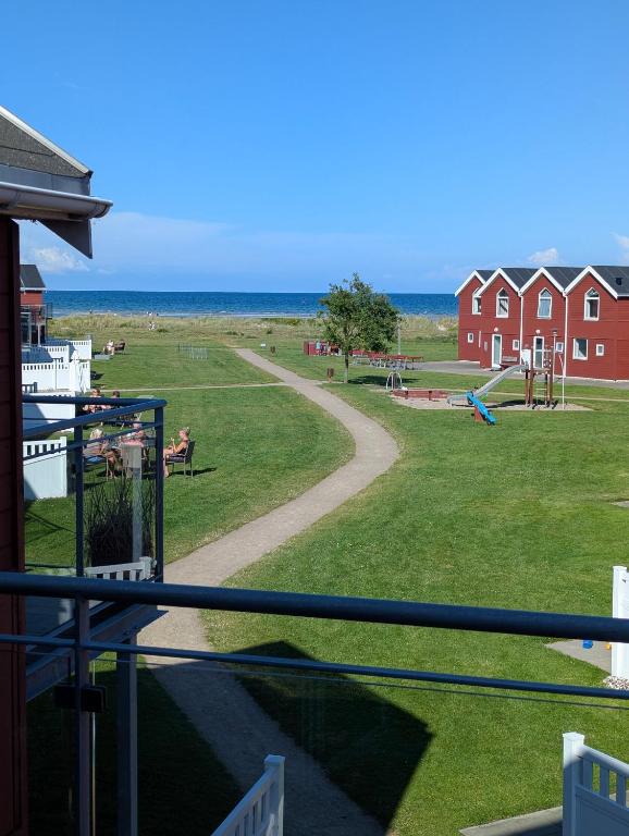 a view from a balcony of a playground at Holiday Apartment With Sea View in Hadsund